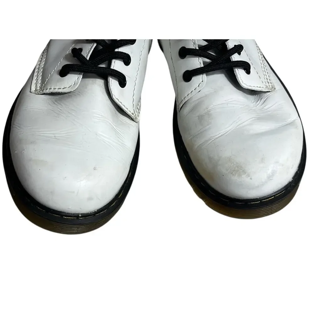 Dr. Martens White Leather Round Toe Lace Up Zip Ankle Boots 4 Youth Grunge Emo